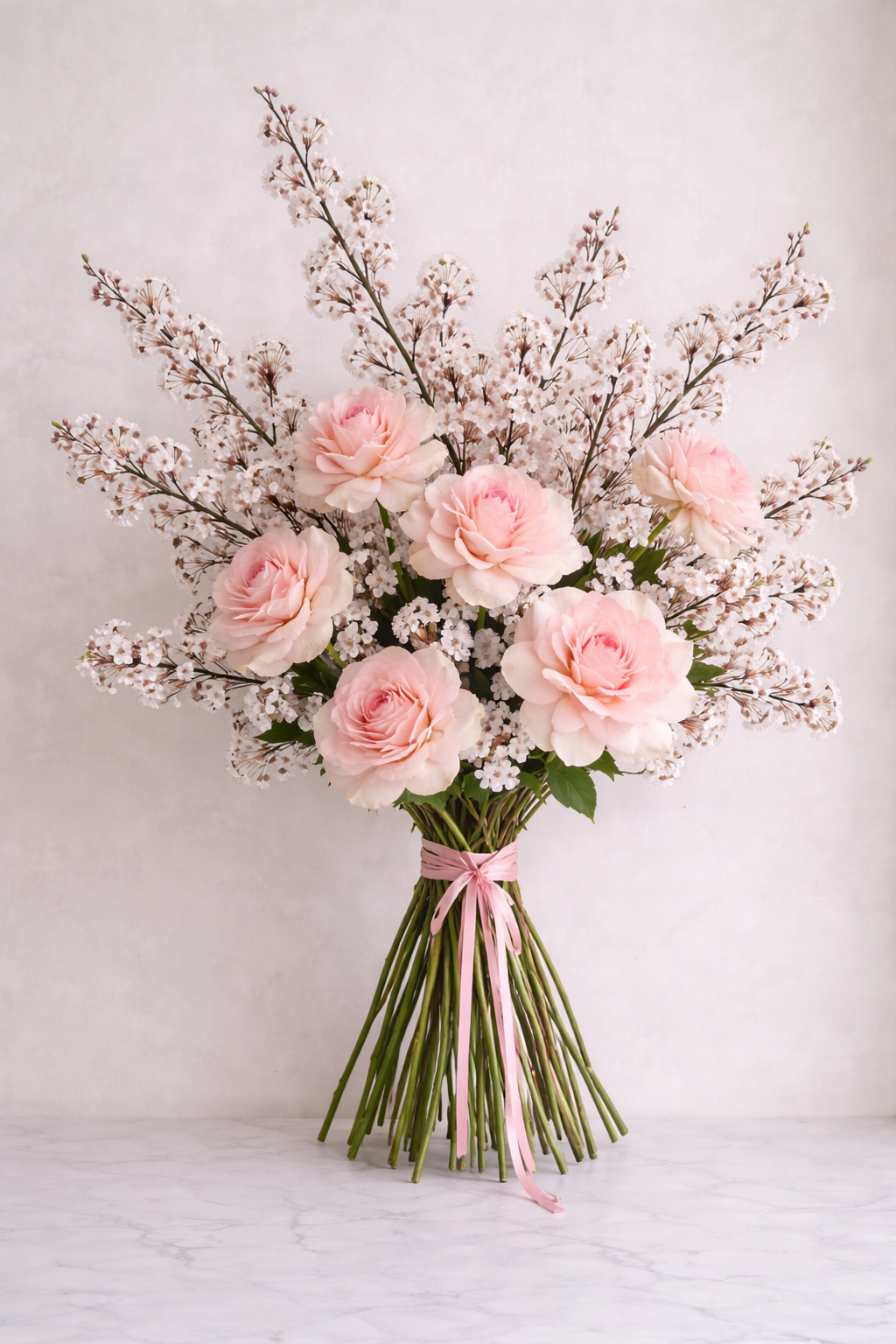 Pale Pink and White Roses